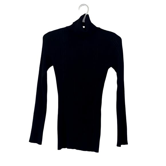 Grane Sweaters - Grane Black Ribbed Turtleneck Sweater Long Sleeve Fitted Top Size L